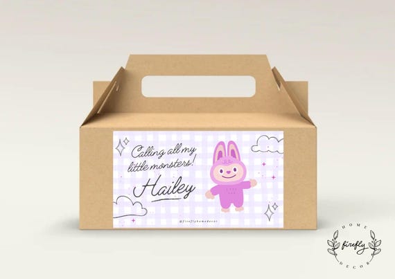 Little Monsters Party Birthday Party Gable Box Favor Label Girl Gift Label Tags Party Decorations - Printable Digital Art CUSTOM DOWNLOAD