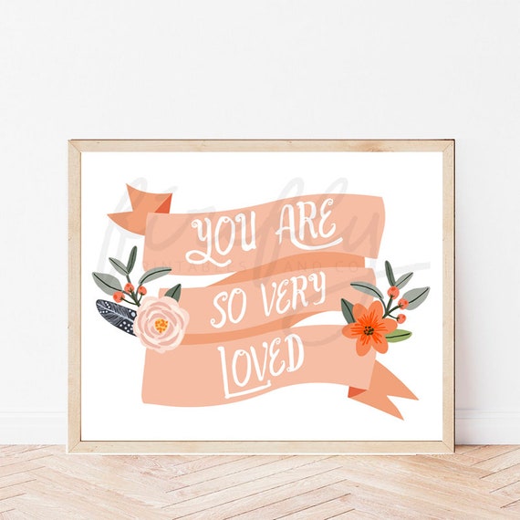 You Are So Very Loved White Background Landscape - Nursery Wall Art Decor Kids Bedroom Printable Digital Art INSTANT DOWNLOAD