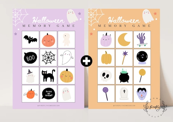Halloween Party Memory Game Halloween Matching Game Girl/Boy Party Birthday Activity - Printable Digital Art INSTANT DOWNLOAD