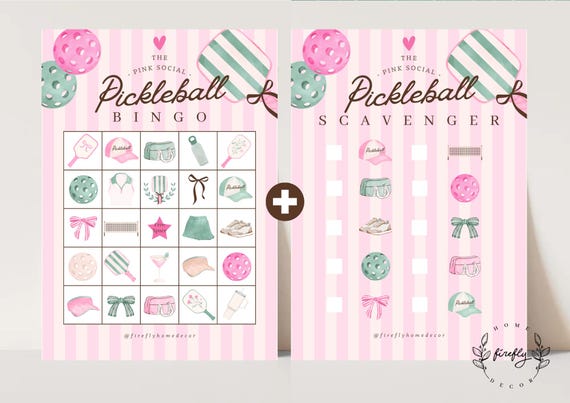 Pickleball Club Party Bingo / Scavenger Hunt Checklist Game Girl Pickleball Party Birthday Activity - Printable Digital Art INSTANT DOWNLOAD