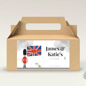 London Birthday Party Gable Box Favor Label Boys Gift Box Label Tags Party Decorations - Printable Digital Art CUSTOM DOWNLOAD