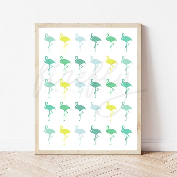 Flamingo Palette Mint - Nursery Wall Art Decor Kids Bedroom Printable Digital Art INSTANT DOWNLOAD