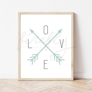 Love Arrow Mint - Nursery Wall Art Decor Kids Bedroom Imprimable Digital Art INSTANT DOWNLOAD