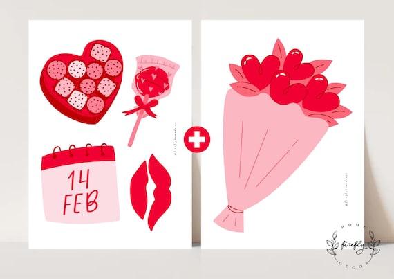 Valentine's Day Centerpieces Birthday Girl Photo Prop Birthday School Love Table Party Decorations - Printable Digital Art INSTANT DOWNLOAD