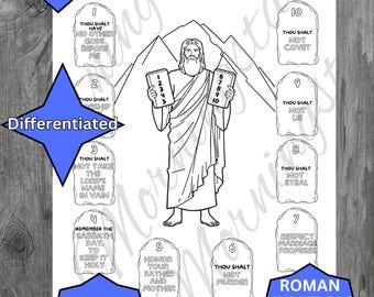 Moses & 10 Commandments Coloring Page | Sunday School Activity (PDF)