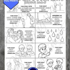 10 Gebote Malseite | Bibel Vers Printable | Sonntagsschule Arbeitsblatt | Exodus 20 Ausmalvorlage