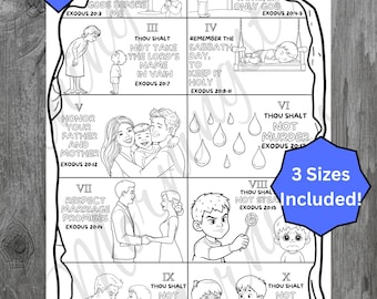 10 Commandments Coloring Page | Bible Verse Printable (3 Sizes) (Digital Download)