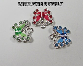Pink Pearl Butterfly Enamel Bug Insect Garden Bead for European Charm Bracelet