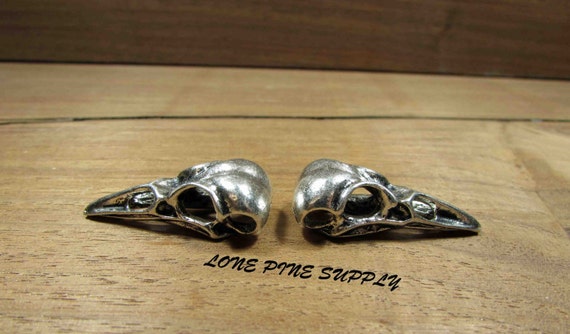 4 Bird Skull Charms,Antique Bronze Tone-RS1121