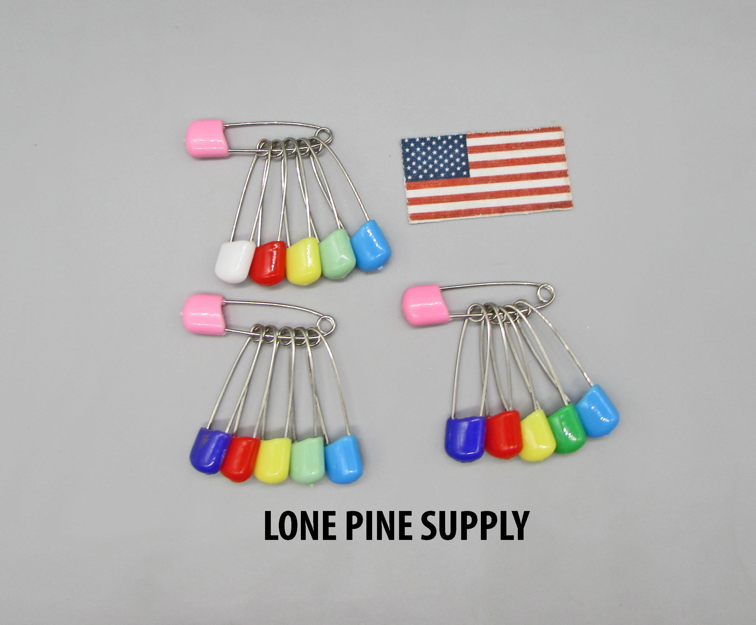 Baby Pins, Diaper Pins, Safty Pins. Colored Pins, Colored Diaper Pins.  Vintage Diaper Pins. 