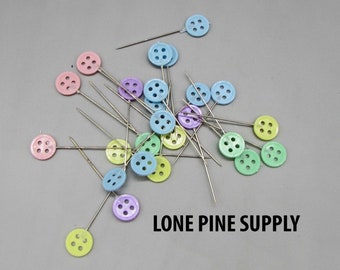 25 Button Pins, Button Strait Pins, Button Stick Pins, Decorative Pins, Sewing Button Pins,