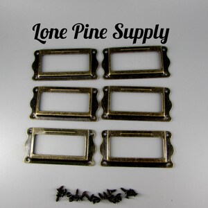 6 Antique Brass Drawer Label Holders Drawer Tag Holders - Etsy