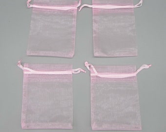 20 Pink Organza Gift Bags 3 1/2 X 2 3/4 inch, Party Favor Bag, Small Gift Bag. Cloth Gift Bag. Organza Party Favor Bags, Pink Organza Bags.