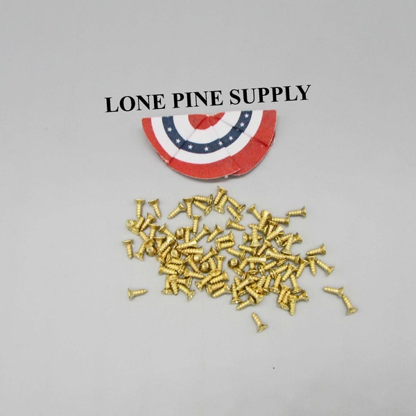 1/4 Inch Polished Brass Screws, 100 Brass 1/4 Inch Screws, Brass Screws, Flat Head Brass Screws