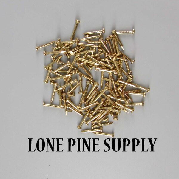 100 3/8 Inch Brass Plated Nails. Small Polished Brass Nails, 3/8 Inch Brass Nails, Hobby Nails, Small Gauge Nails