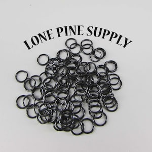 1/4 Inch Black Jump Rings, 100 Black Jump Rings, Gloss Black Jump Rings