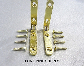 1 Pair Polished Brass Jewelry Box Hinges, Mortise Hinges, 1 1/4 Inch Hinges,