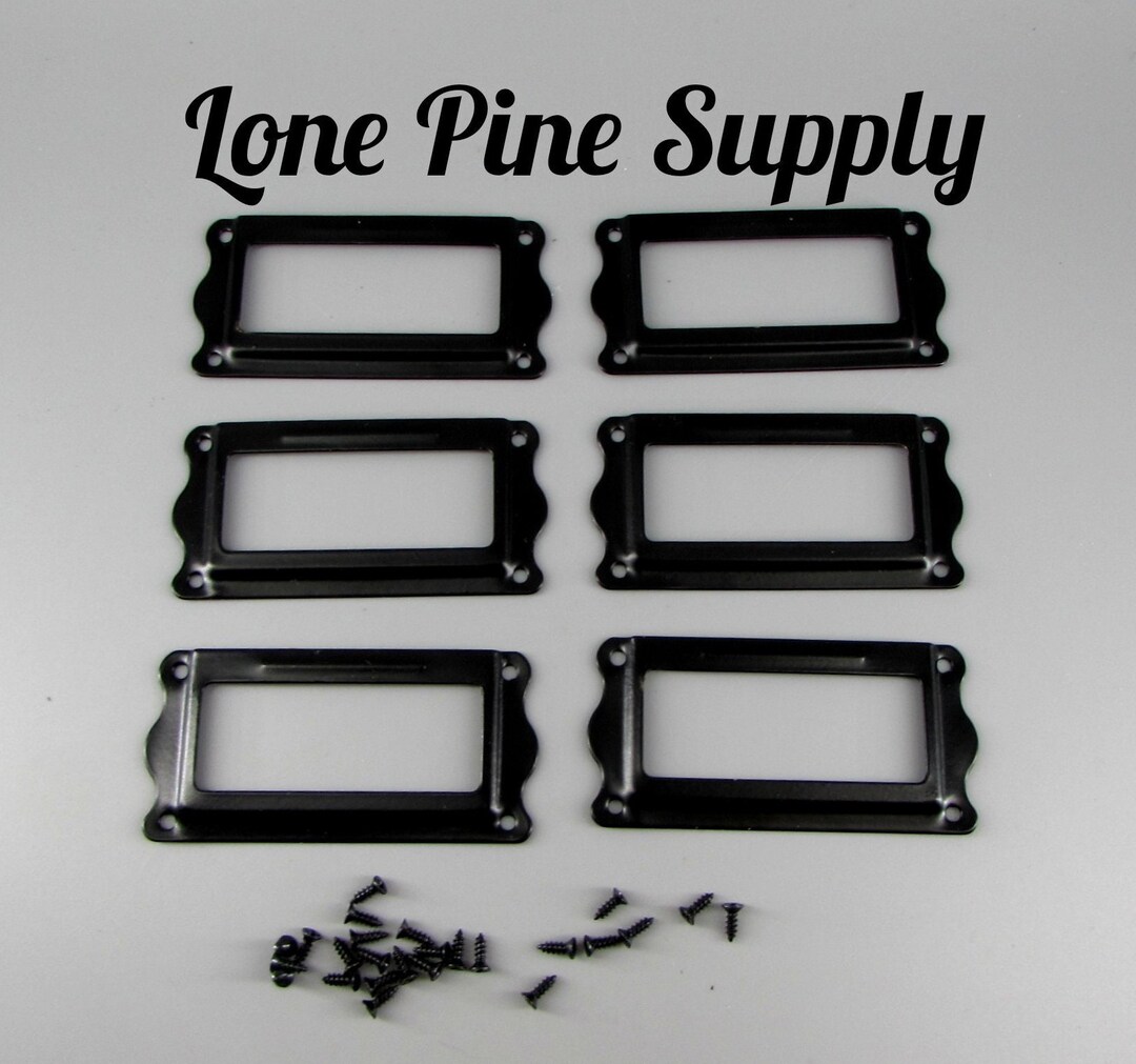 6 Black Drawer Label Holders, Drawer Tag Holders, Drawer Label Frames ...