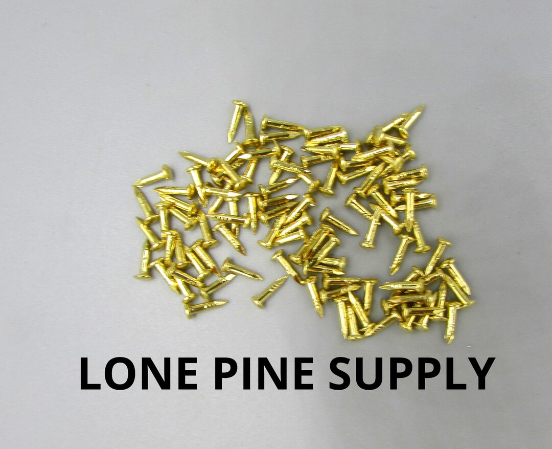 100 Brass Plated Nails. Small Polished Brass Plated Nails, 1/4 Brass