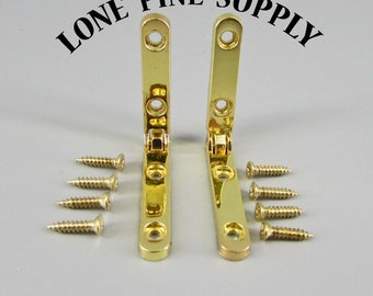 1 Pair Gold Plate Jewelry Box Hinges, Mortise Hinges, 1 1/4 Inch Hinges,