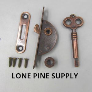 Keyed Jewelry Box Lock Set, Keyed Lock Set, Antique Copper Lock Set