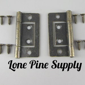 1 1/2 Inch Hinges, Antique Brass Hinges, Cabinet Hinges,