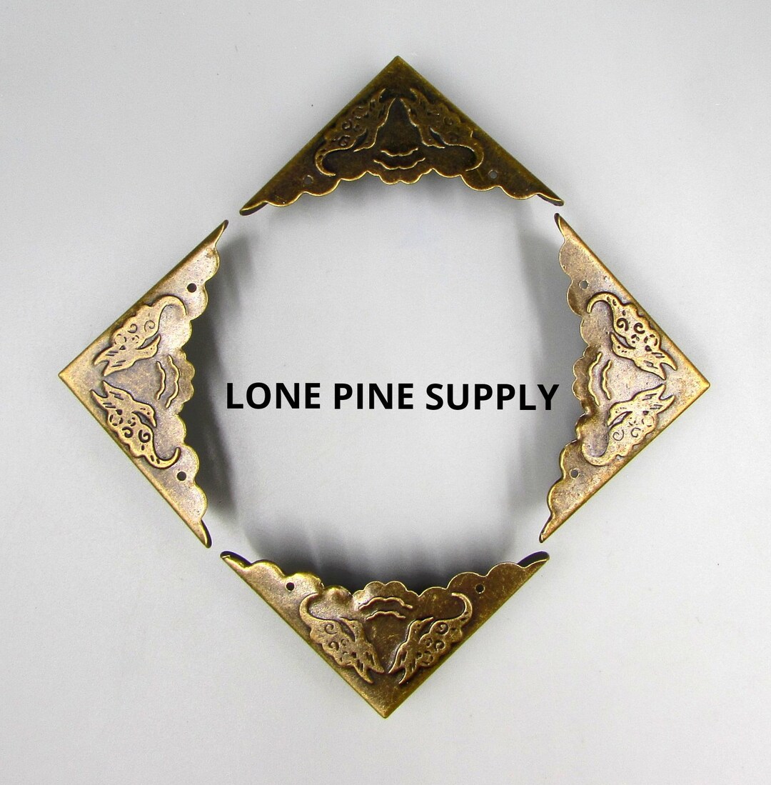 Brass Box Corners. Silver Box Corners, Antique Brass Box Corners