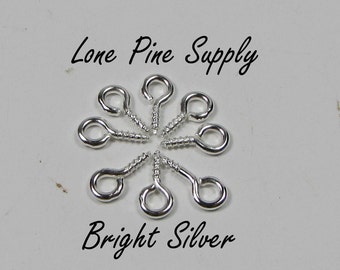 100 1/2 Inch Bright Silver Eye Screws, Eye Screws, Bright Silver Eye Screws. Craft Supplies.