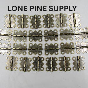 12 Pair 3/4 Inch Hinges, 24 Antique Brass Hinges, Small Box Hinges, 24 Butterfly Hinges