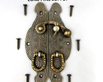 Antique Brass Latch, Jewelry Box Latch, Box Latch, 3 9/16 Inches High and 2 Inches Wide Latch.