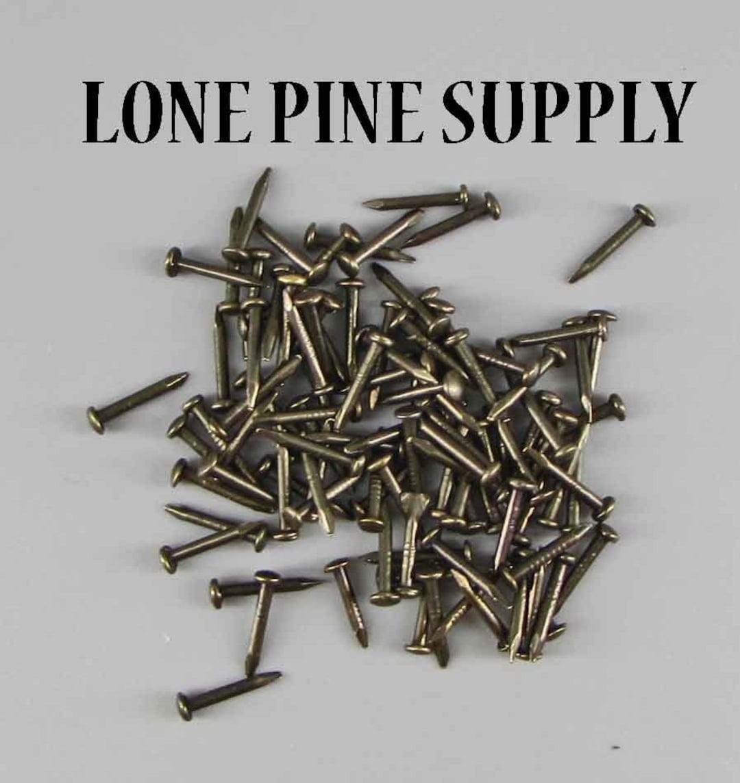 100 Antique Brass Plated Nails. Small Antique Brass Nails, 5/16 Brass
