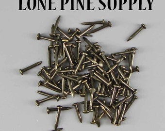 100 Antique Solid Brass Nails. Small Antique Brass Nails, 5/16 Brass Nails, Hobby Nails, Small Gauge Nails