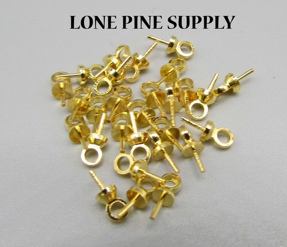 25 Eye Pins, Gold Eye Pins, Half Bail Eye Pins, Eye Pins, Eye Hook