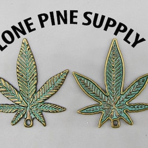 Set of 4, 1 1/2 x 1 3/8 Inch Maple Tree Leaf Charm. Marijuana Leaf Charm. Green Pot Leaf Charm. Pot Leaf.