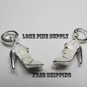 White and Silver Shoe Charms, White Shoe Charms. High Heel Shoes,