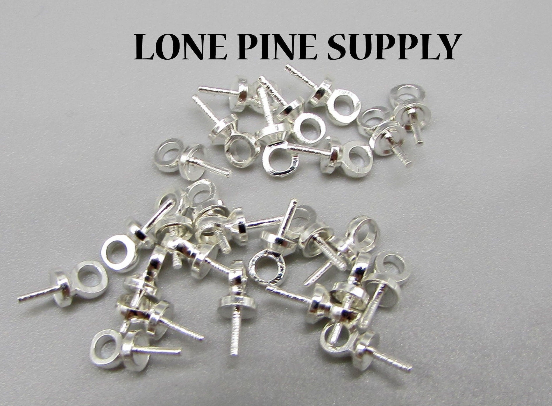 25 Eye Pins, Silver Eye Pins, Half Bail Eye Pins, Eye Pins, Eye Hook ...