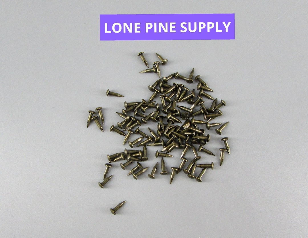 100 Antique Brass Plated Nails. Small Antique Brass Nails, 1/4 Brass
