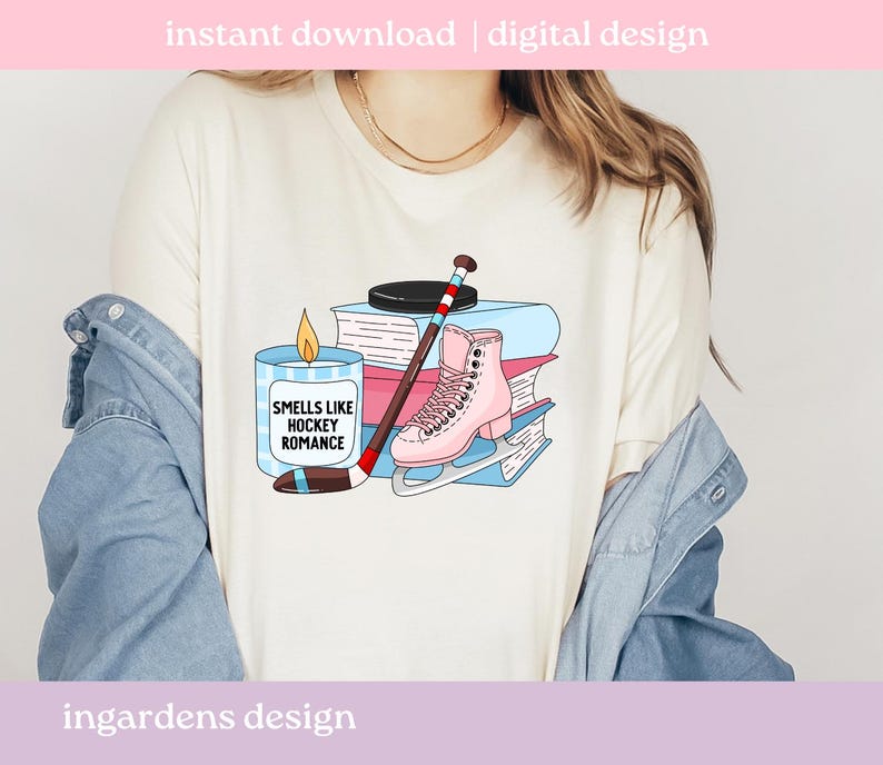 Gerüche wie Hockeyschläger Romanze PNG SVG, Bücherwurm Png svg, digitaler Download Kunst für T-shirt, Aufkleber, Becher und mehr Bild 3