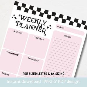 Weekly To Do Pink and Black PNG PDF, Letter Size To Do List, A4 Sizing, Trendy To Do lists pdf png, Printable Digital Download