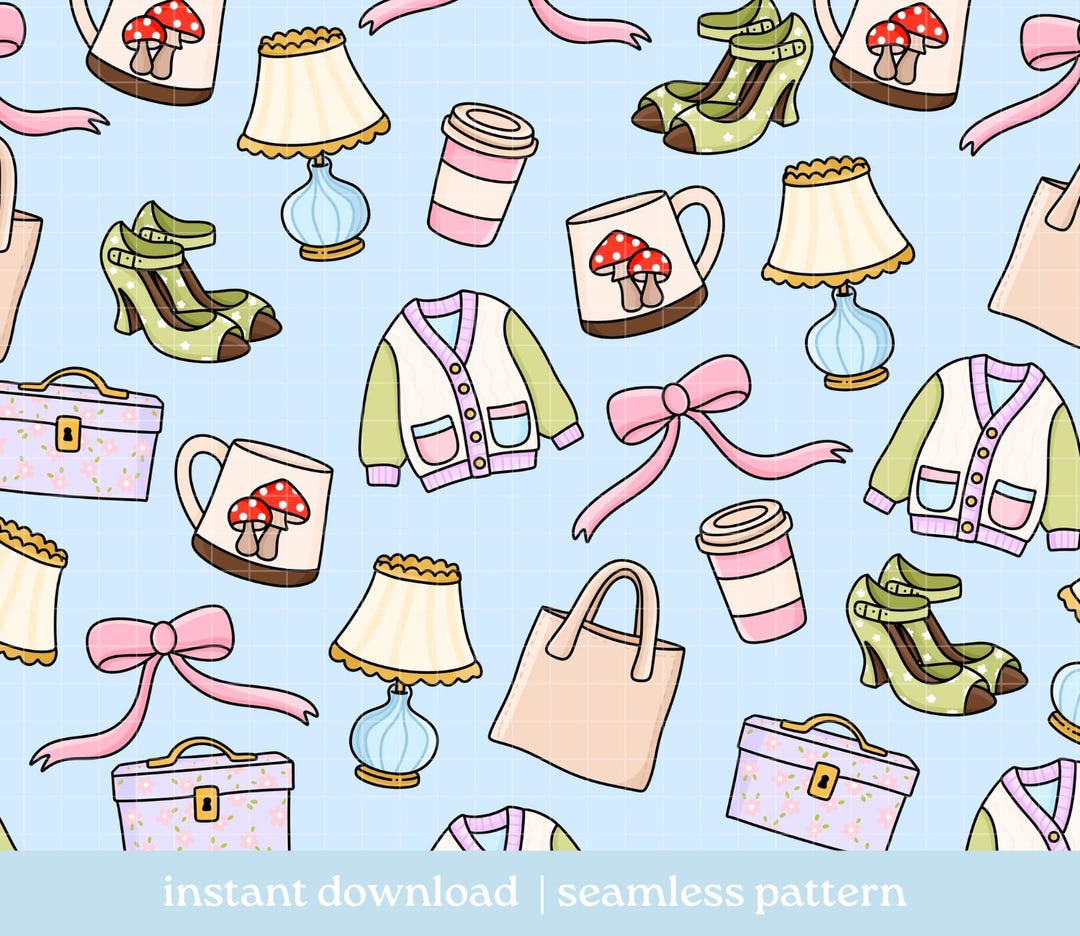 Thrifting Seamless Pattern PNG Pattern, Pretty Seamless Pattern ...