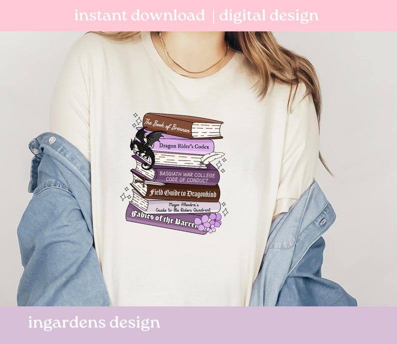 Fourth Wing Book stack PNG, Bookish png, Fourth Wing png, Romantasy Bookish png, Digital Download Art for T-shirt, Sticker, Mug and More image 3