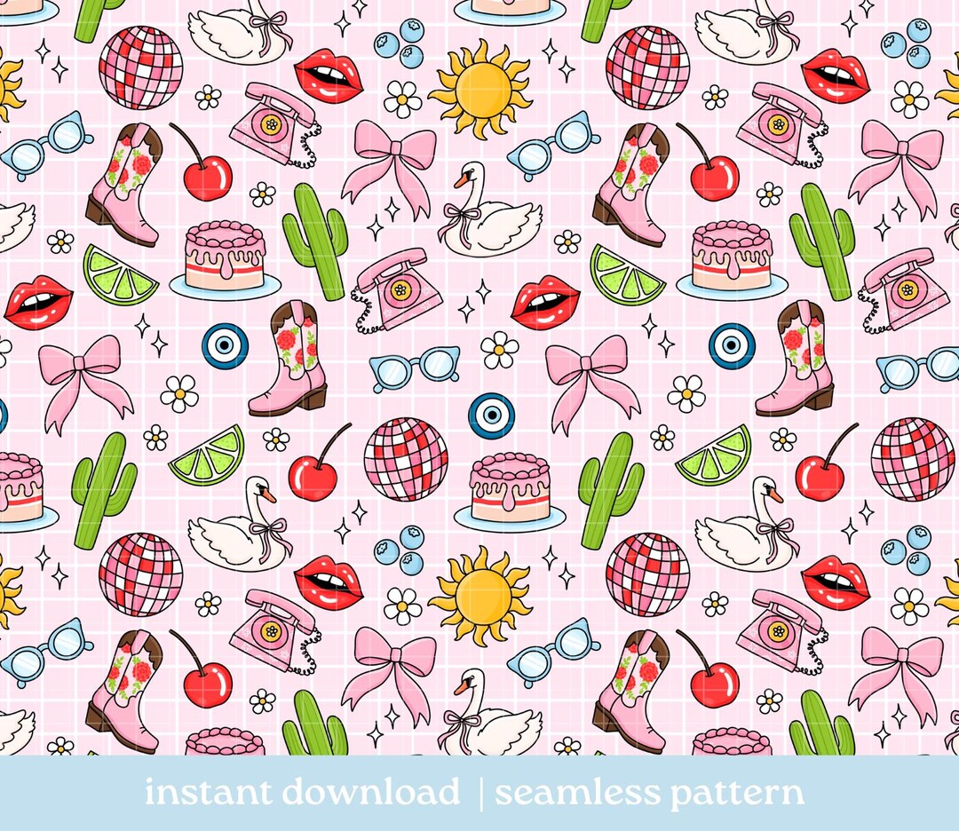 Junk Journal It Girl Seamless Pattern, Digital Download, Seamless