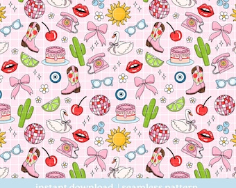 Junk Journal It Girl Seamless Pattern, Digital Download, Seamless Pattern, Girly Girl Pattern Design, Repeat Pattern