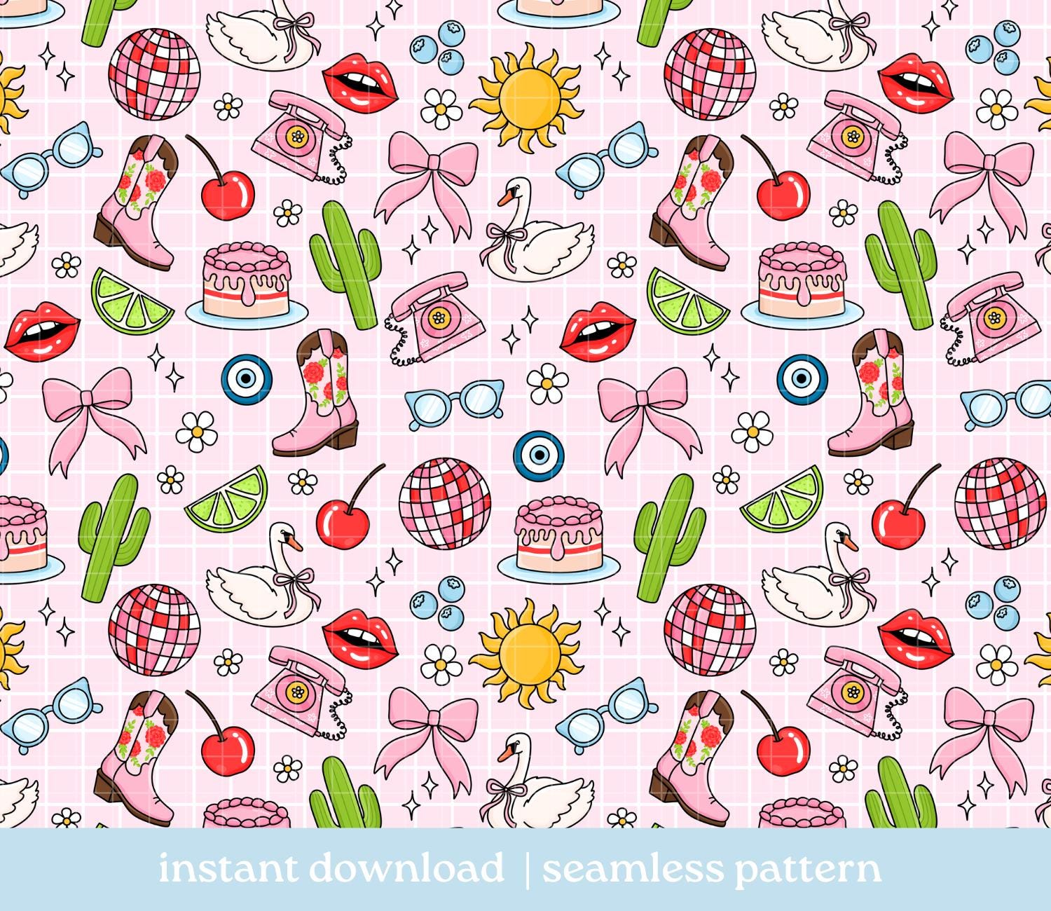 JunkJournal✢『LADY♡』 Junk Journal It Girl Seamless Pattern, Digital Download, Seamless