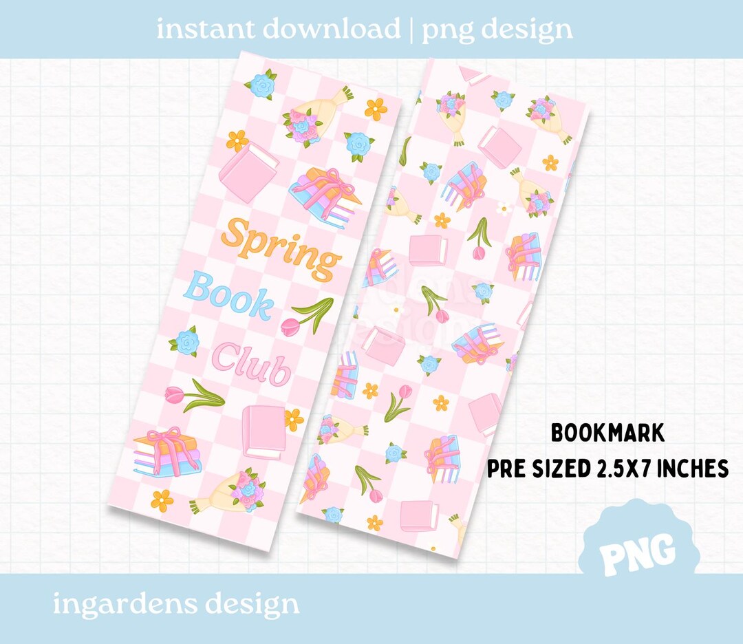 Spring Bookish Bookmark PNG, Digital Download for Bookmarks - Etsy