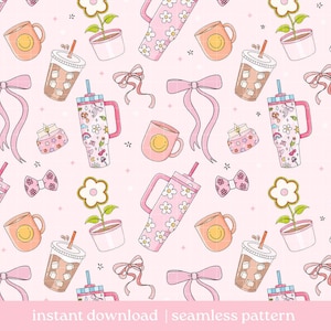 Naadloos meisjespatroon, zacht meisjespatroon, digitale download, naadloos patroon, meisjespatroonontwerp, herhalingspatroon