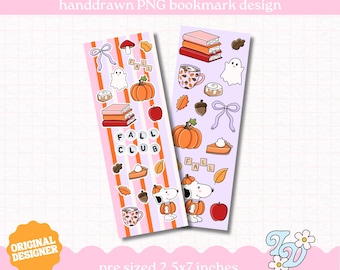 Fall Club Bookmark PNG, Digital Download for Bookmarks