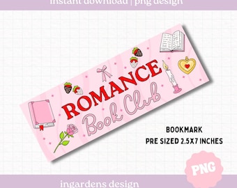 Romance Bookclub Bookmark PNG, Digital Bookmark, Printable Bookmark, Digital Download for Bookmarks