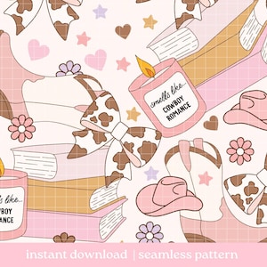Smells Like Cowboy Romance Seamless Pattern, Bookish Pattern, Digital Download, Seamless Pattern, Repeat Pattern