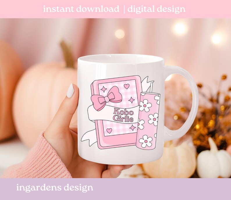 Kindle Girlie PNG, Kobo Girlie Bookish PNG, Booktok Original, Digital Download Art for T-shirt, Sticker, Mug and More image 5